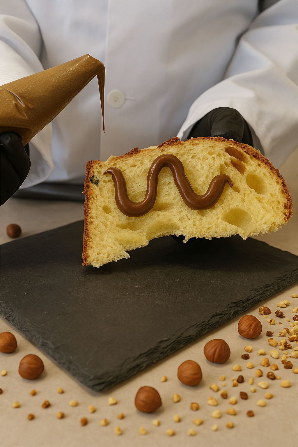 Panettone Artigianale- Copertura di Cioccolato al Latte e Granella di Nocciola